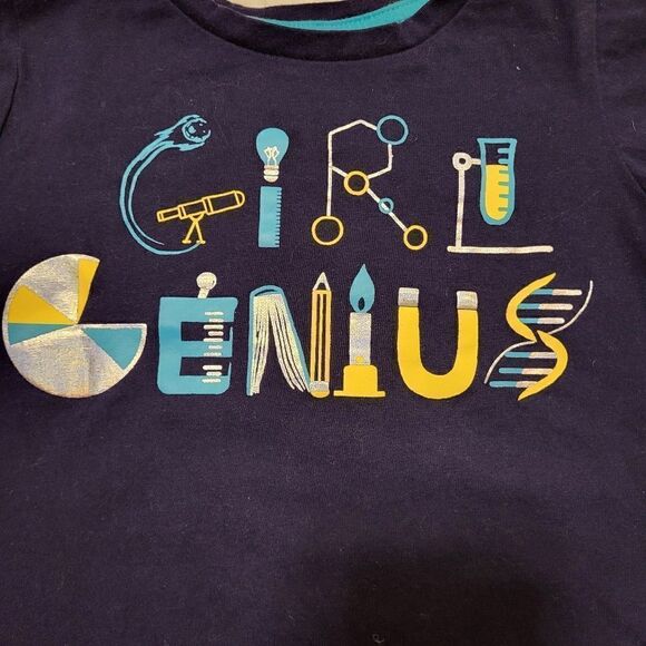 Spotted Zebra navy blue tee saying "girl genius", white tee with purple stars - Picture 6 of 8